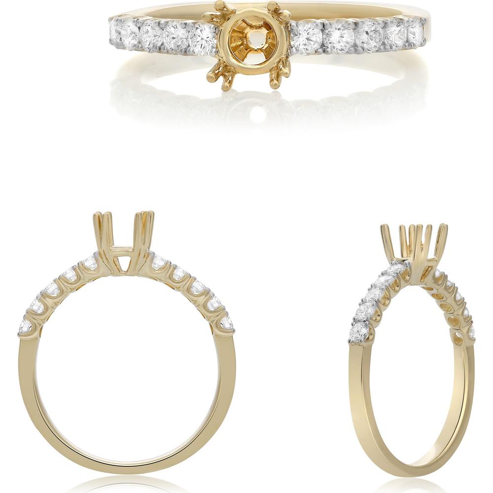 Roman & Jules - 14K Yellow Gold Round Diamond Ring - 0.41 Carat Total Diamond Weight