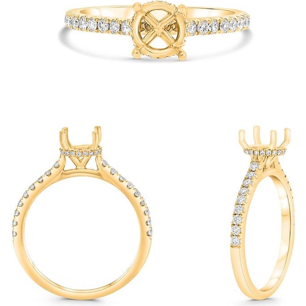 Roman & Jules - 14K Yellow Gold Round Diamond Ring with Hidden Full Halo - 0.29 Carat Total Diamond Weight