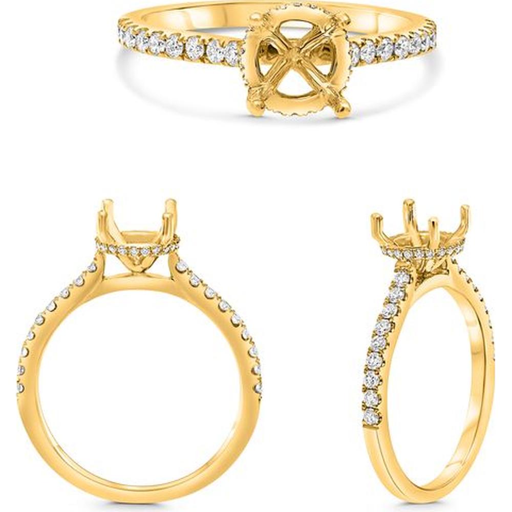 Roman & Jules - 14K Yellow Gold Round Diamond Ring with Hidden Full Halo - 0.31 Carat Total Diamond Weight