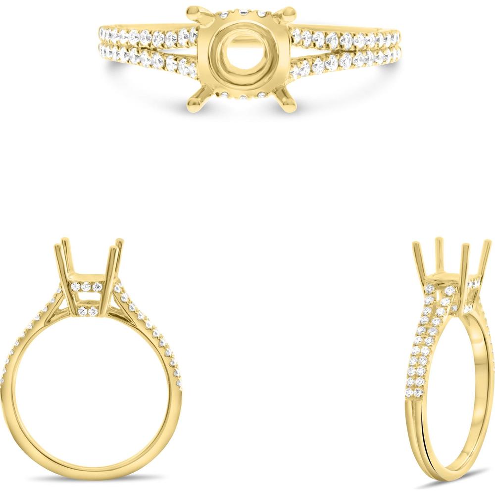 Roman & Jules - 14K Yellow Gold Round Diamond Ring with Hidden Half Halo - 0.28 Carat Total Diamond Weight