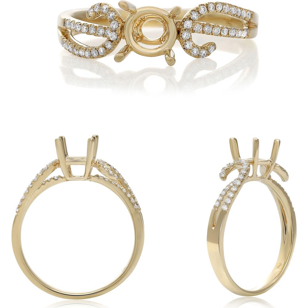 Roman & Jules - 14K Yellow Gold Round Diamond Ring with Micropavé Setting - 0.15 Carat Total Diamond Weight