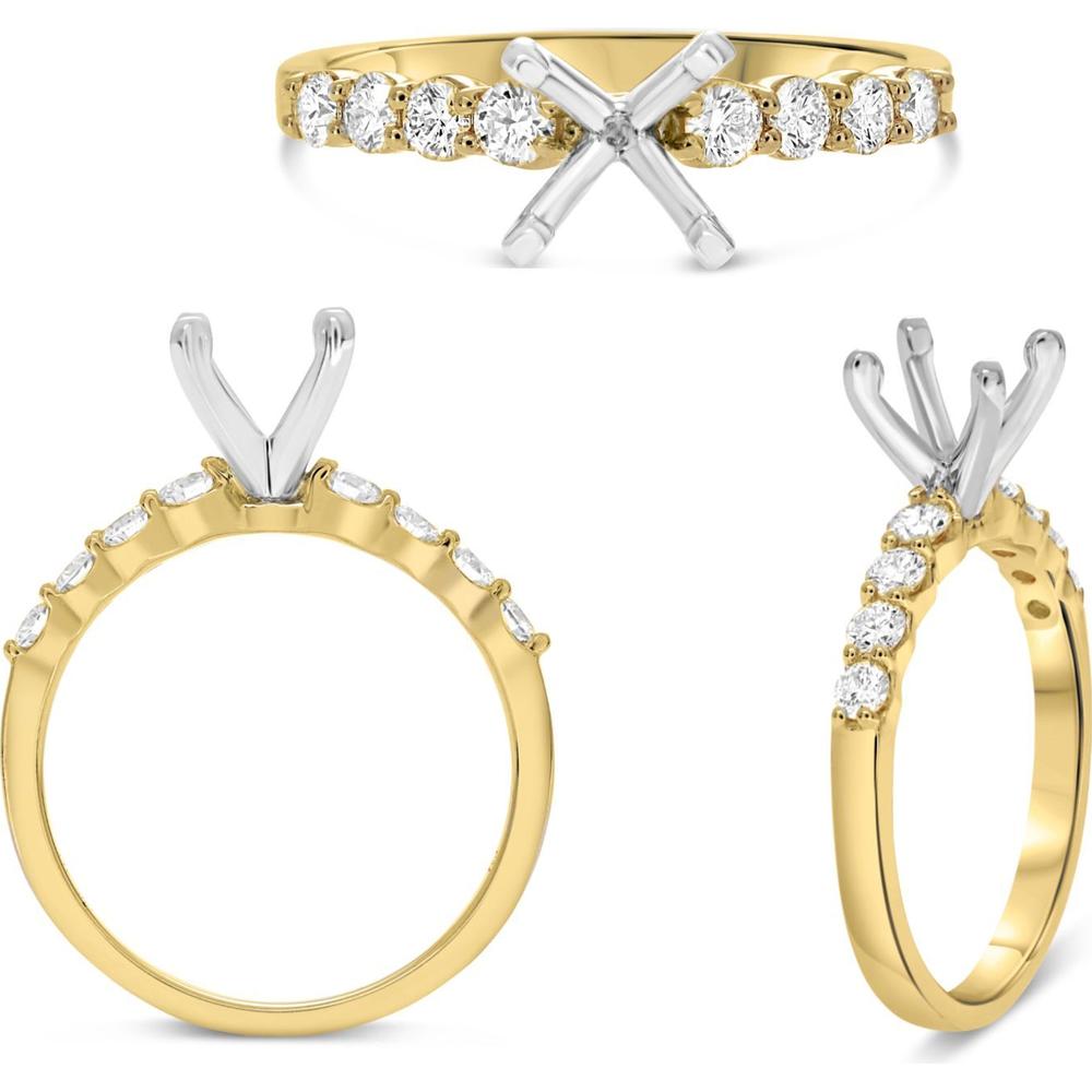 Roman & Jules - 14K Yellow Gold Round Diamond Ring with Shared Prong Setting - 0.43 Carat Total Diamond Weight