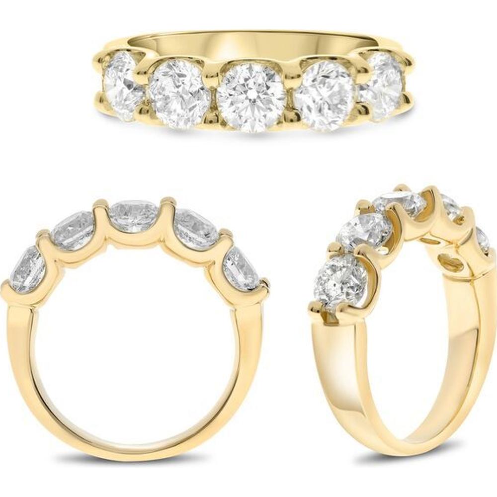 Roman & Jules - 14K Yellow Gold Round Diamond Ring with Shared U-Shape Setting - 2.50 Carat Total Diamond Weight