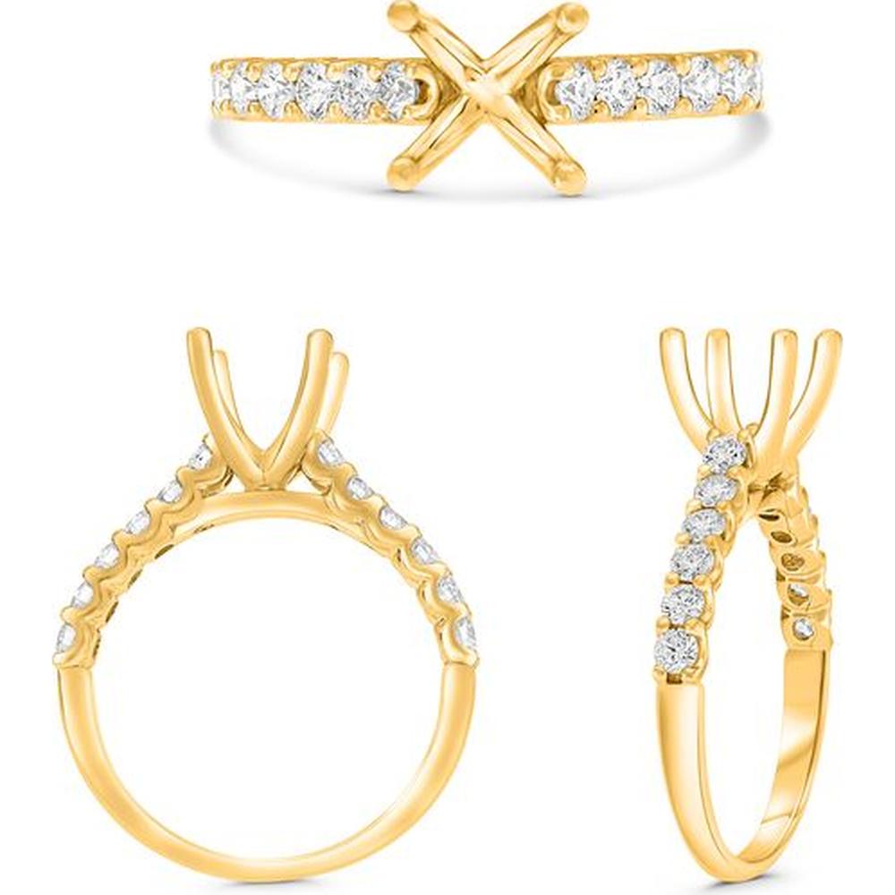 Roman & Jules - 14K Yellow Gold Round Diamond Shared Prong Ring - 0.46 Carat Total Diamond Weight