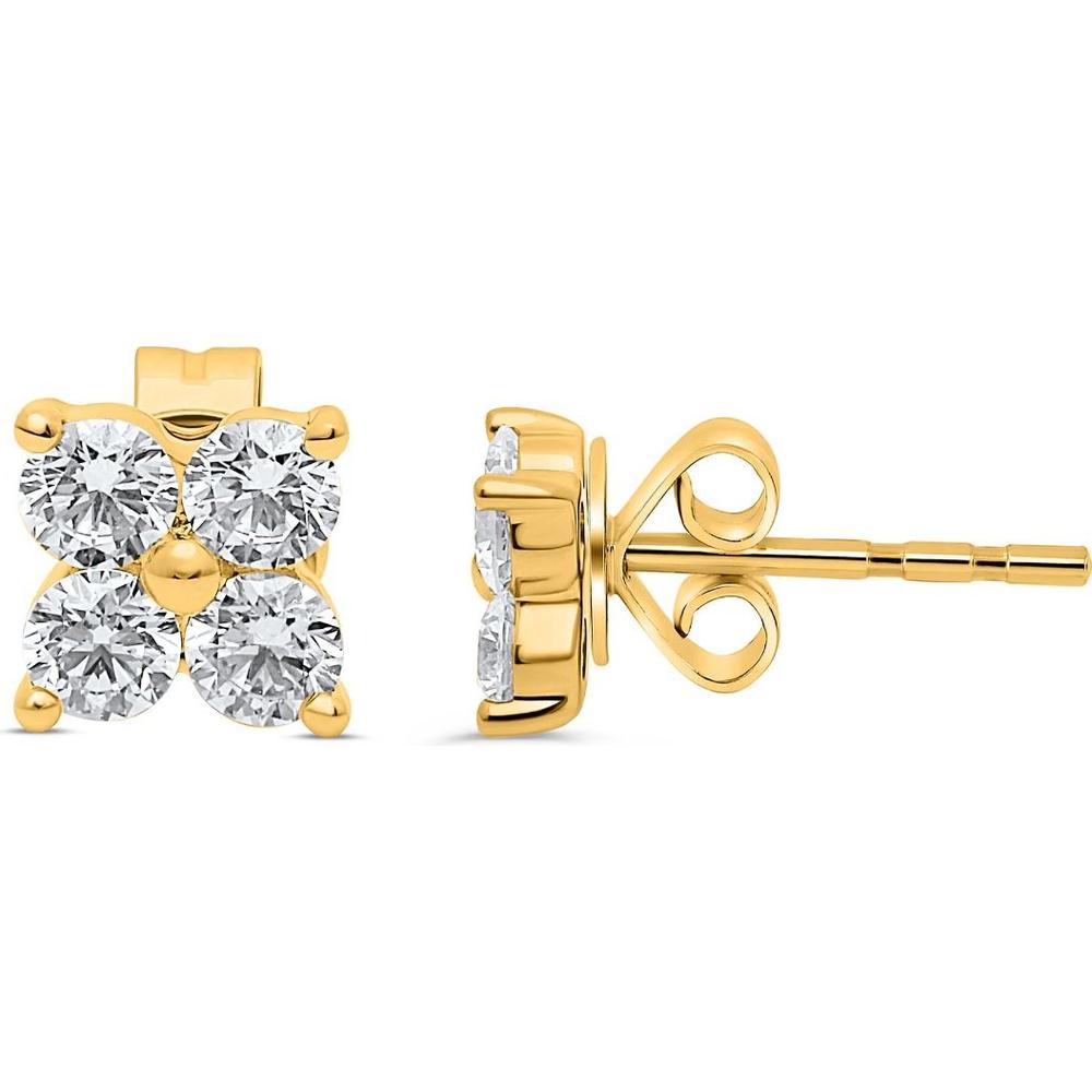 Roman & Jules - 14K Yellow Gold Round Diamond Stud Earrings - 0.75 Carat Total Diamond Weight