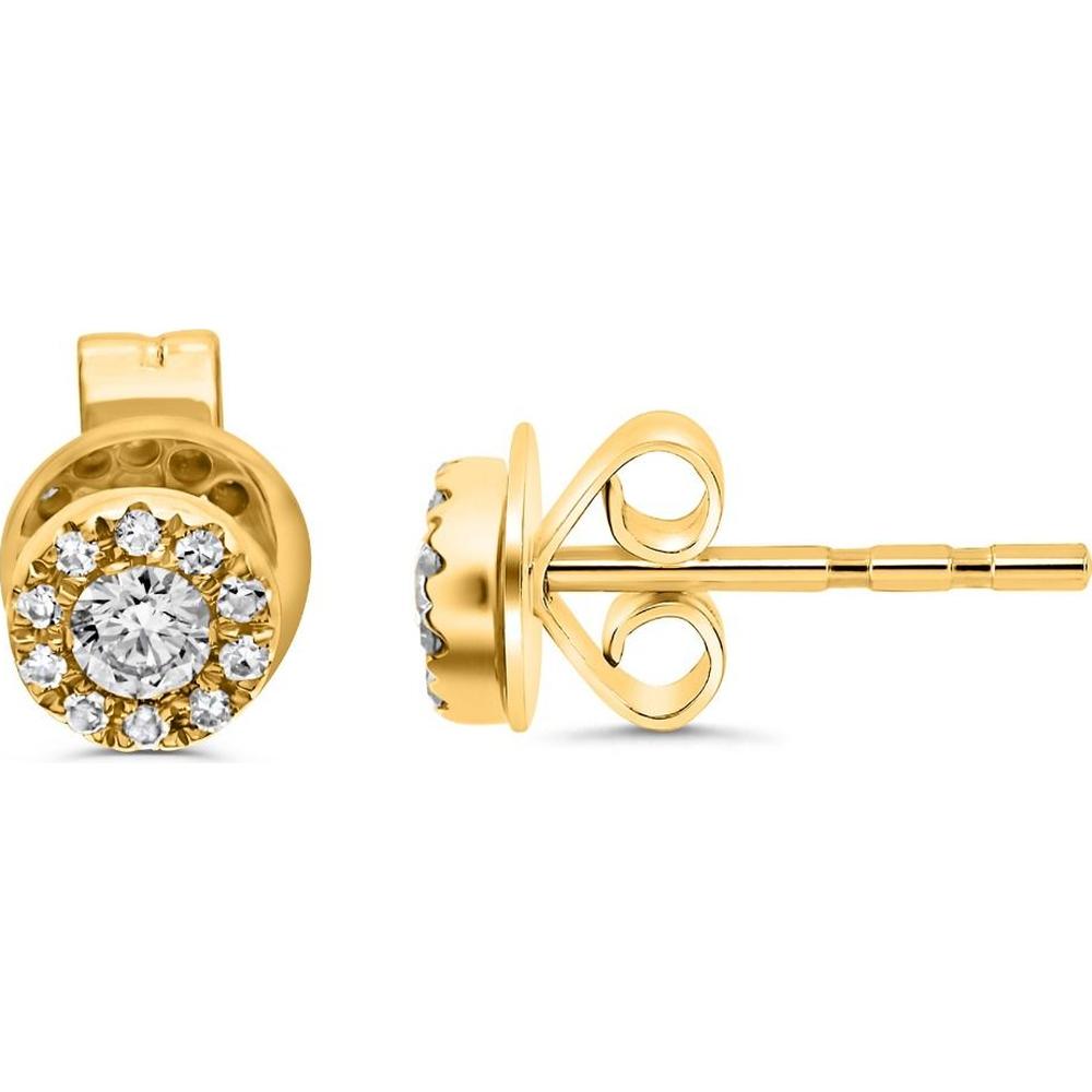 Roman & Jules - 14K Yellow Gold Round Diamond Stud Earrings with Halo Design - 0.30 Carat Total Diamond Weight