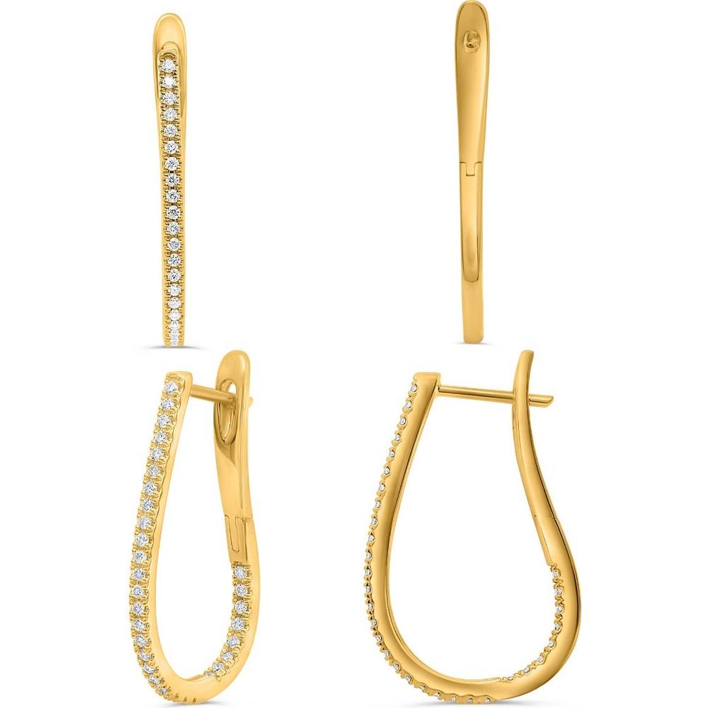 Roman & Jules - 14K Yellow Gold Round Diamond Teardrop Earrings - 0.54 Carat Total Diamond Weight