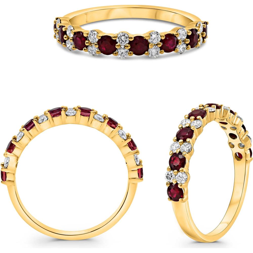 Roman & Jules - 14K Yellow Gold Ruby and Diamond Band Ring - 0.56 Carat Total Ruby and Diamond Weight