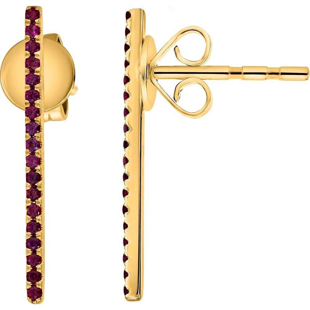 Roman & Jules - 14K Yellow Gold Ruby Stud Earrings with Micropavé Setting - 0.19 Carat Total Ruby Weight
