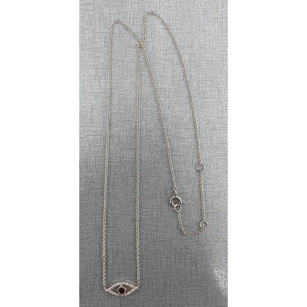 Roman & Jules - 14K Yellow Gold Sapphire and Diamond Evil Eye Necklace - 0.09 Carat Total Diamond Weight