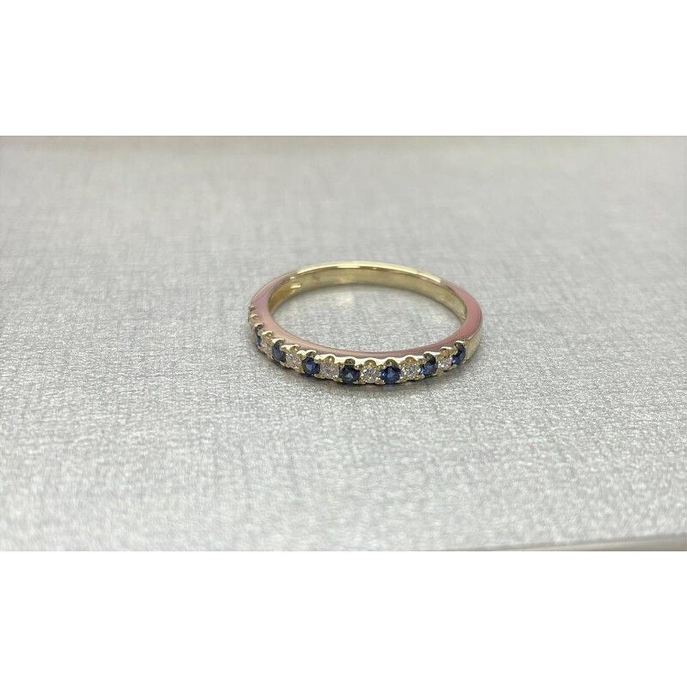 Roman & Jules - 14K Yellow Gold Sapphire and Diamond Micropavé Band Ring - 0.13 Carat Total Diamond Weight, 0.18 Carat Total Sapphire Weight