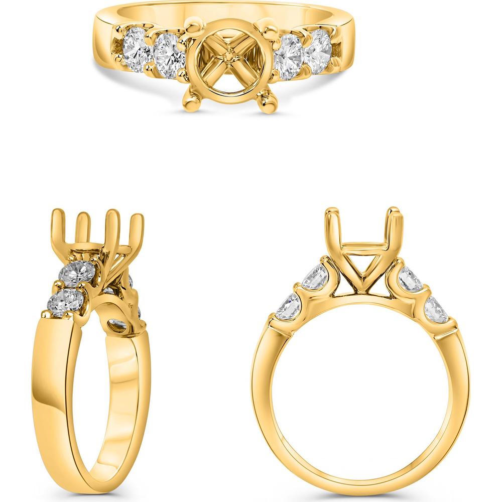 Roman & Jules - 14K Yellow Gold Seven-Stone Round Diamond Wedding Band - 0.80 Carat Total Diamond Weight