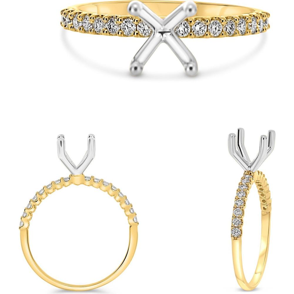 Roman & Jules - 14K Yellow Gold Shared Prong Band Ring with Round Diamonds - 0.25 Carat Total Diamond Weight