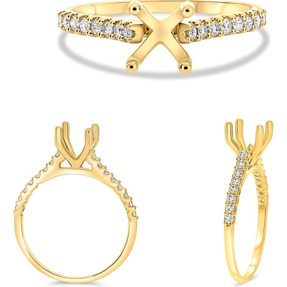 Roman & Jules - 14K Yellow Gold Shared Prong Round Diamond Ring - 0.25 Carat Total Diamond Weight
