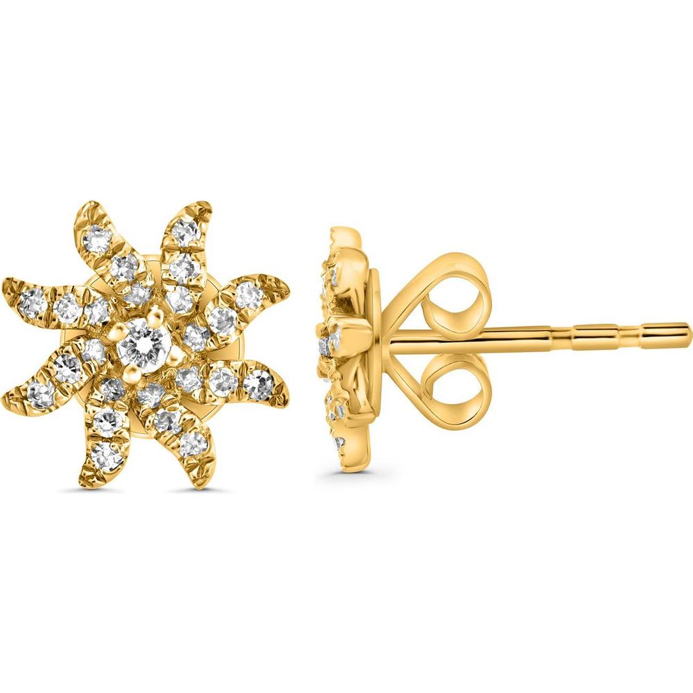 Roman & Jules - 14K Yellow Gold Star Stud Earrings with Round Diamonds - 0.28 Carat Total Diamond Weight