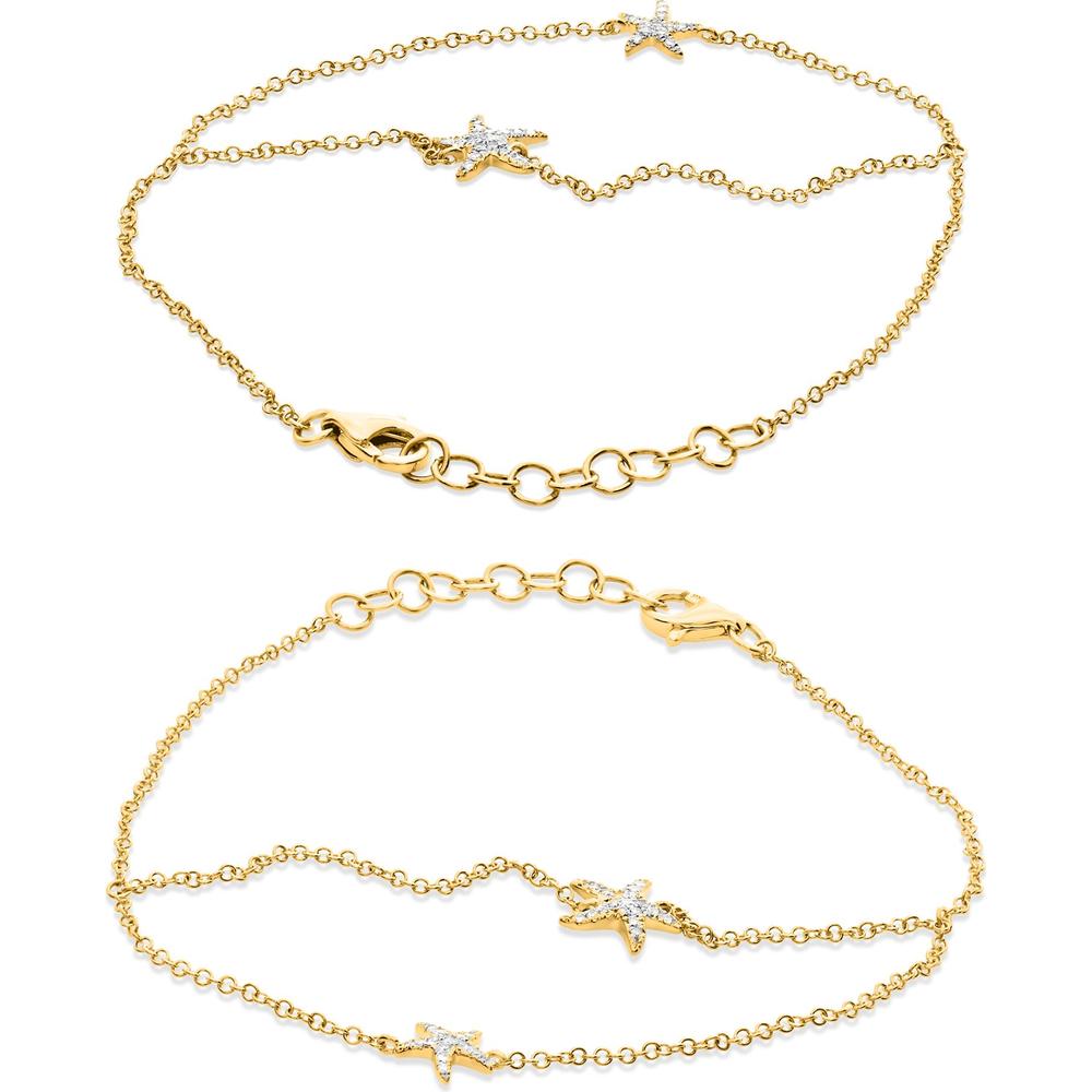 Roman & Jules - 14K Yellow Gold Starfish Bracelet with Round Diamonds - 0.07 Carat Total Diamond Weight
