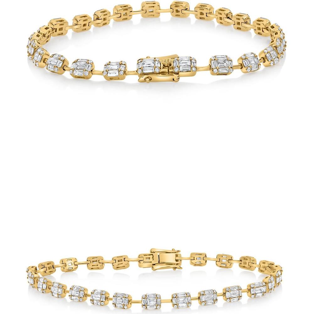 Roman & Jules - 14K Yellow Gold Tennis Bracelet with Baguette Diamonds - 3.09 Carat Total Diamond Weight