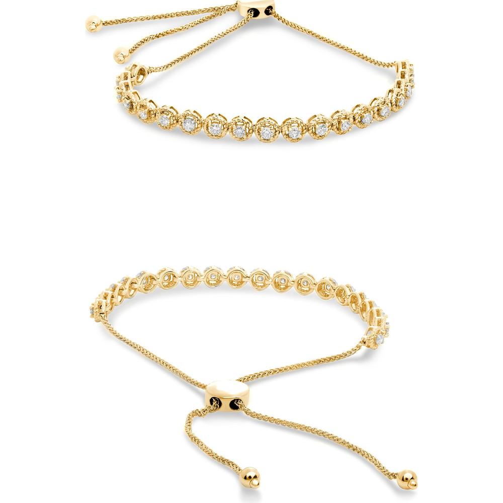 Roman & Jules - 14K Yellow Gold Tennis Bracelet with Prong-Set Round Diamonds - 0.74 Carat Total Diamond Weight