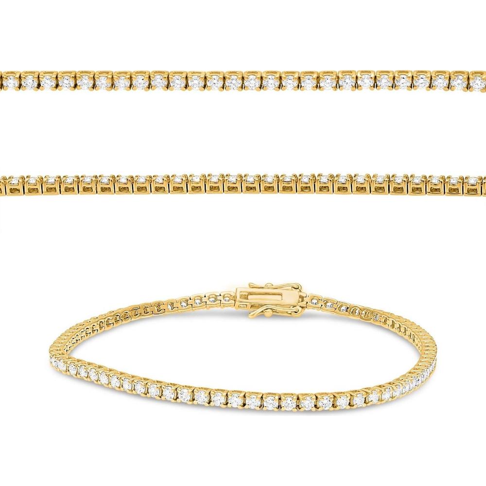Roman & Jules - 14K Yellow Gold Tennis Bracelet with Round Brilliant Diamonds - 2.00 Carat Total Diamond Weight