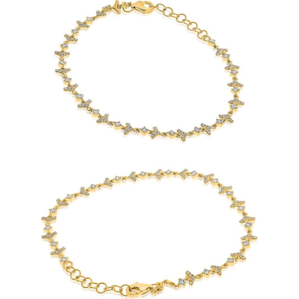 Roman & Jules - 14K Yellow Gold Tennis Bracelet with Round Diamonds - 0.72 Carat Total Diamond Weight