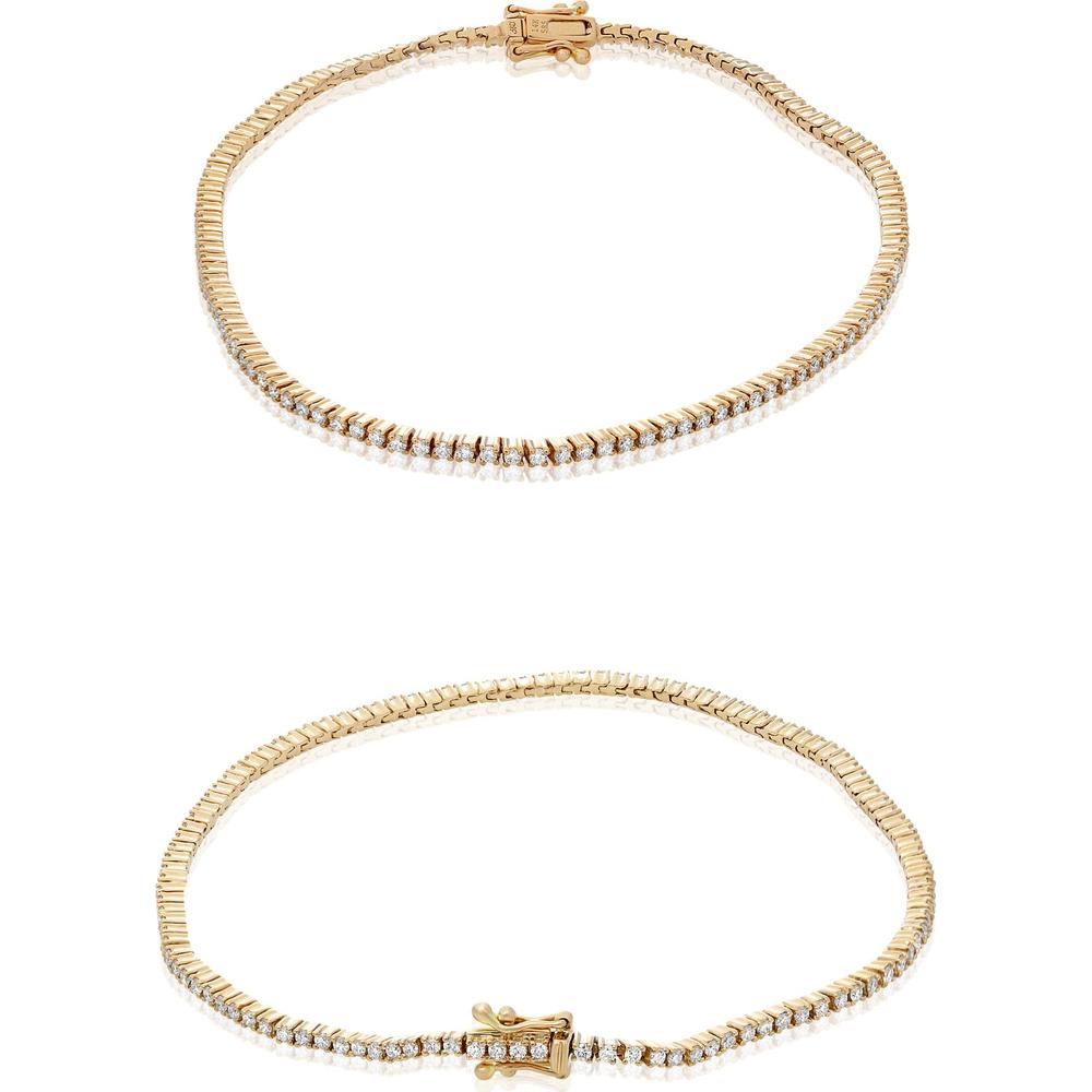 Roman & Jules - 14K Yellow Gold Tennis Bracelet with Round Diamonds - 0.85 Carat Total Diamond Weight