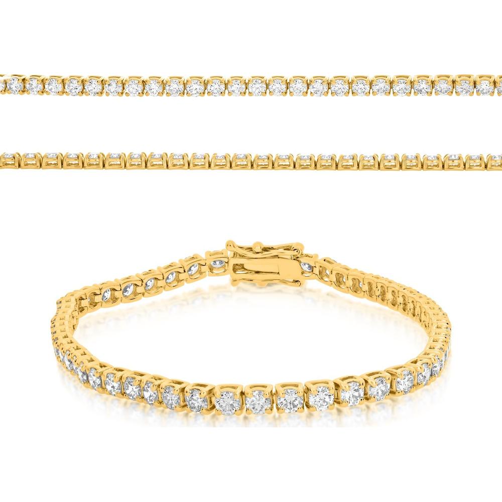 Roman & Jules - 14K Yellow Gold Tennis Bracelet with Round Diamonds - 5.00 Carat Total Diamond Weight