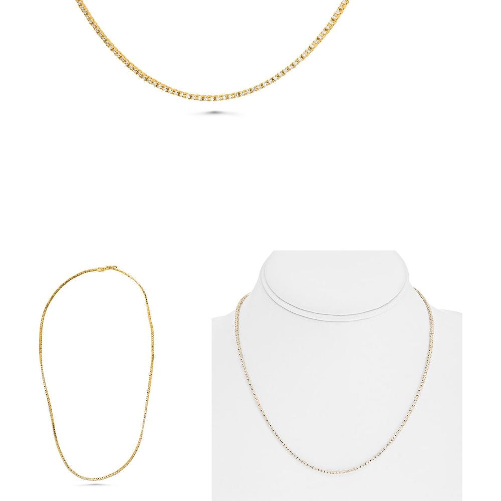 Roman & Jules - 14K Yellow Gold Tennis Necklace with 2.00 Carat Round Diamonds