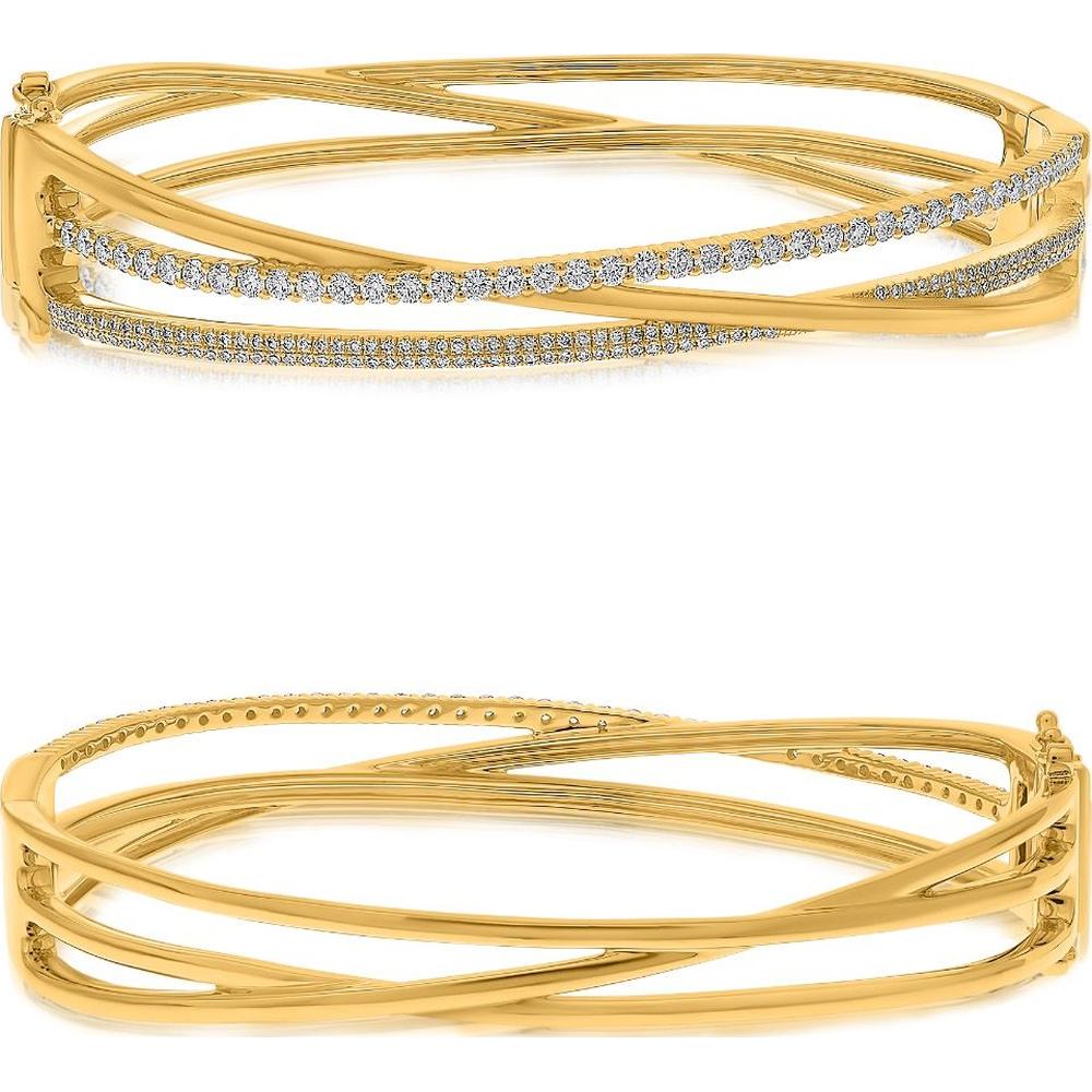 Roman & Jules - 14K Yellow Gold Twist Design Diamond Bracelet with 1.12 Carat Round Diamonds