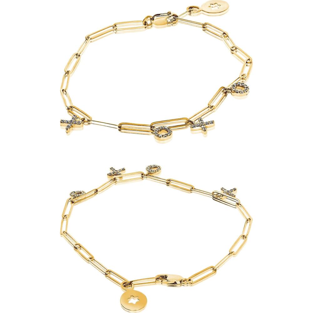 Roman & Jules - 14K Yellow Gold XO Bracelet with 0.19 Carat Round Diamonds