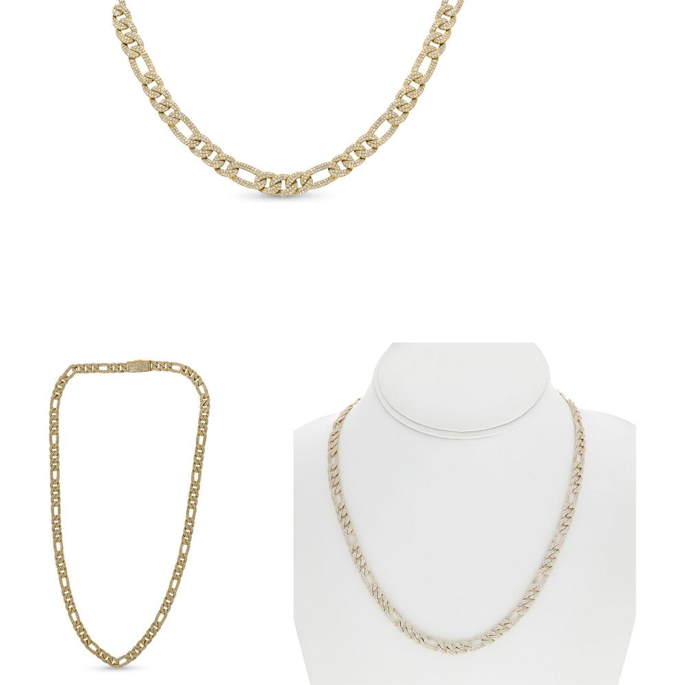 Roman & Jules - 14K Yellow Gold Y Chain Link Necklace with 4.50 Carat Round Diamonds - Shared Setting
