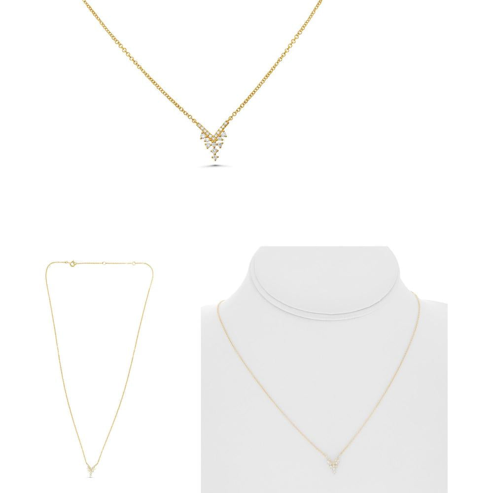 Roman & Jules - 14K Yellow Gold Y Necklace with 0.11 Carat Round Diamonds
