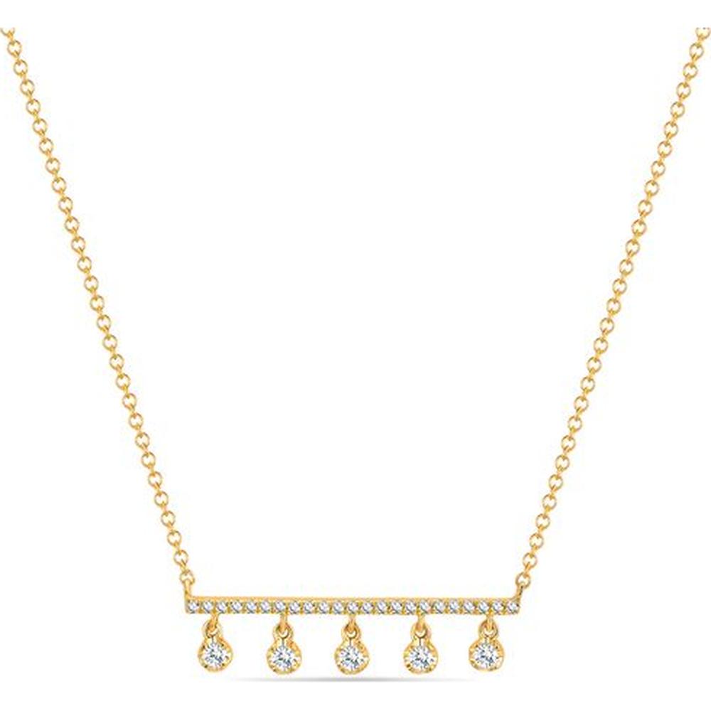 Roman & Jules - 14K Yellow Gold Y-Necklace with 0.18 Carat Round Diamonds