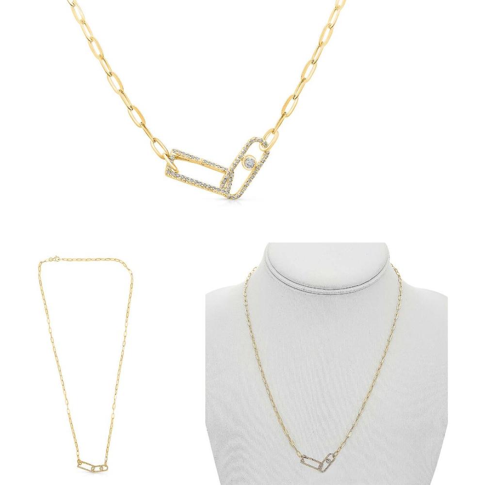 Roman & Jules - 14K Yellow Gold Y Necklace with 0.21 Carat Round Diamond