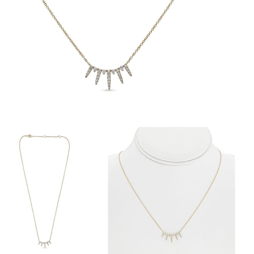 Roman & Jules - 14K Yellow Gold Y Necklace with 0.28 Carat Round Diamonds