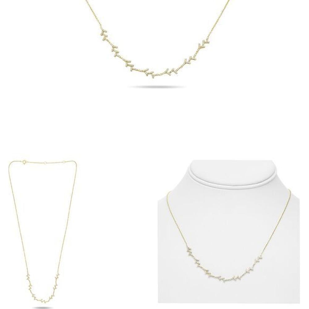 Roman & Jules - 14K Yellow Gold Y Necklace with 0.34 Carat Round Diamonds