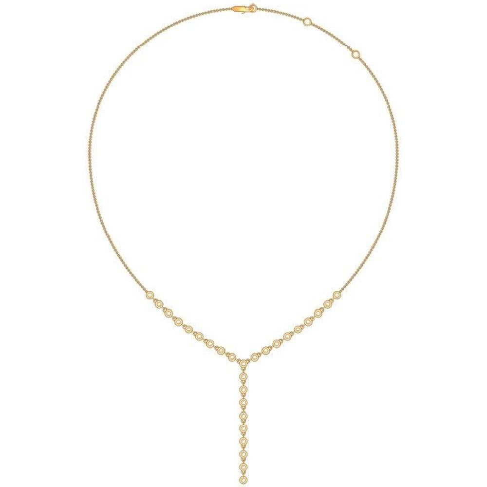 Roman & Jules - 14K Yellow Gold Y Necklace with Bezel Set Round Diamonds - 1.00 Carat Total Diamond Weight