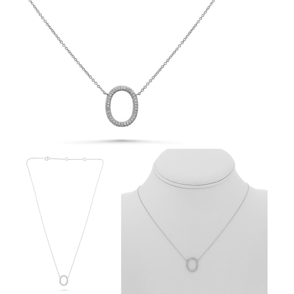 Roman & Jules - 14K Yellow Gold Y Necklace with Oval Diamond Pendant - 0.33 Carat Total Diamond Weight