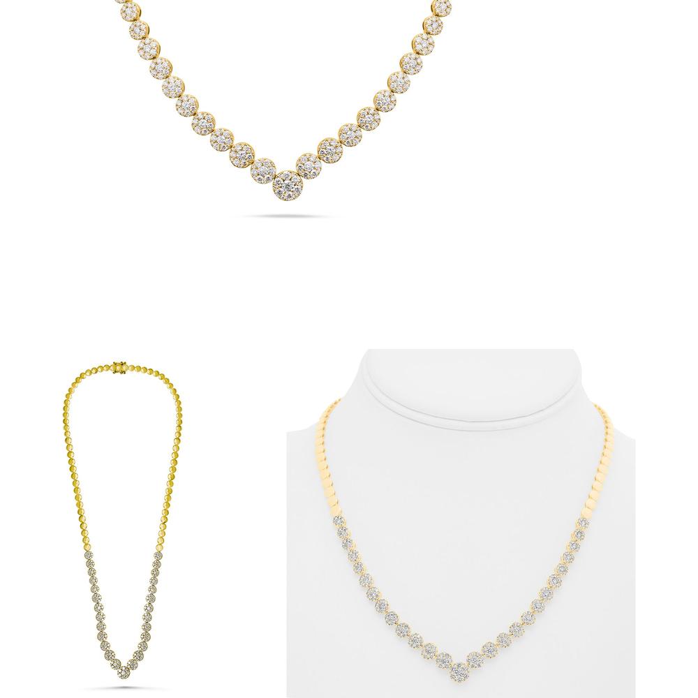 Roman & Jules - 14K Yellow Gold Y Necklace with Over 4 Carats of Round Diamonds - Partial Riviera Design