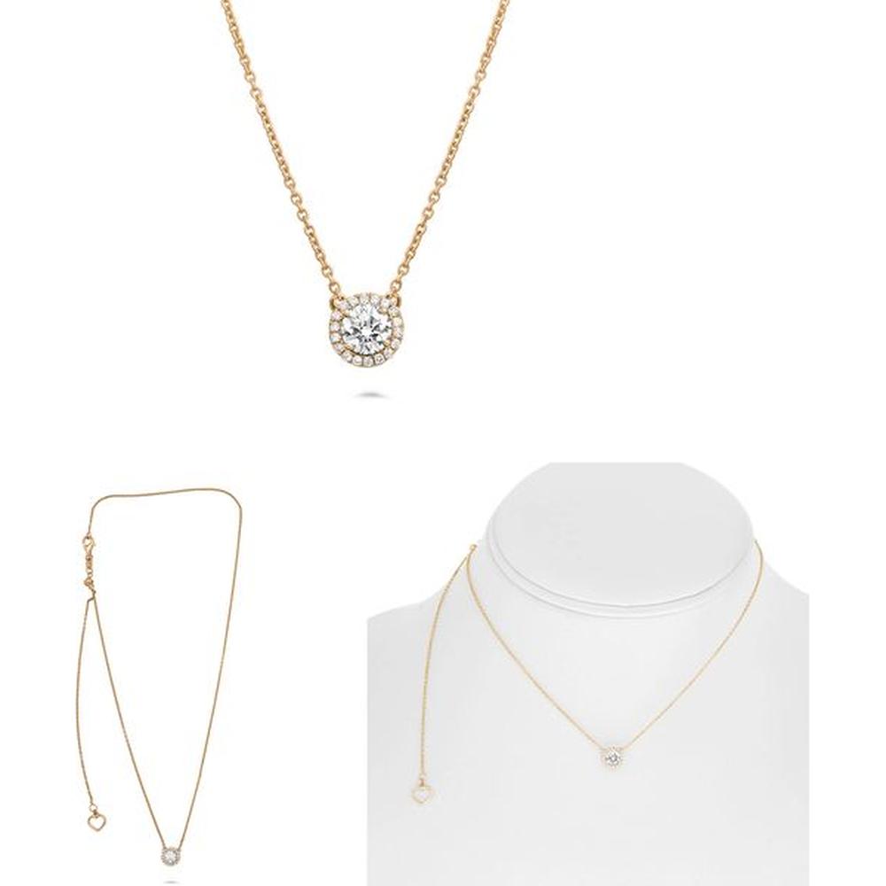 Roman & Jules - 14K Yellow Gold Y Necklace with Round Diamond Halo - 0.36 Carat Total Diamond Weight