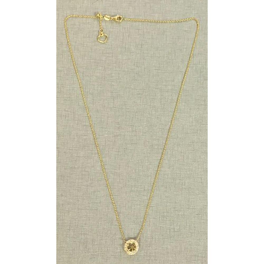 Roman & Jules - 14K Yellow Gold Y Necklace with Round Diamond Halo Pendant - 0.13 Carat Total Diamond Weight