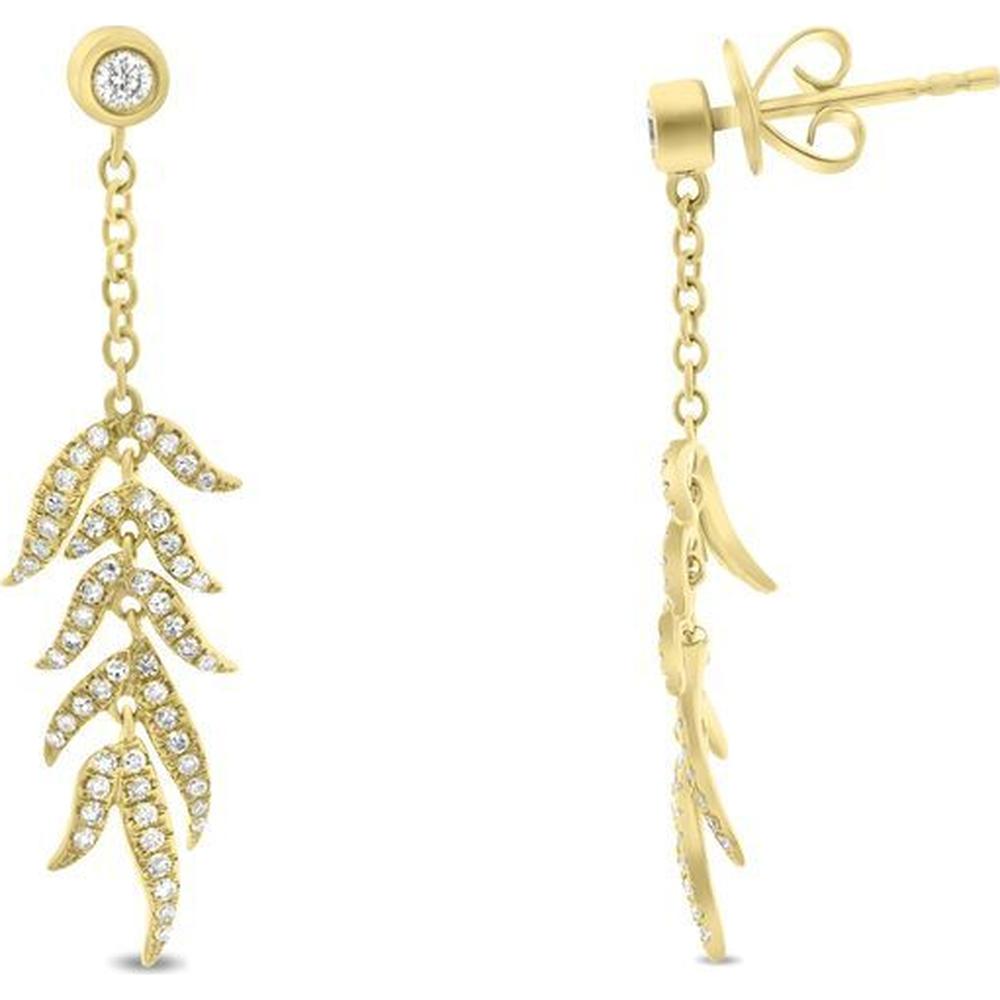 Roman & Jules - 14K Yellow Gold Y-Shaped Earrings with Round Diamonds - 0.40 Carat Total Diamond Weight