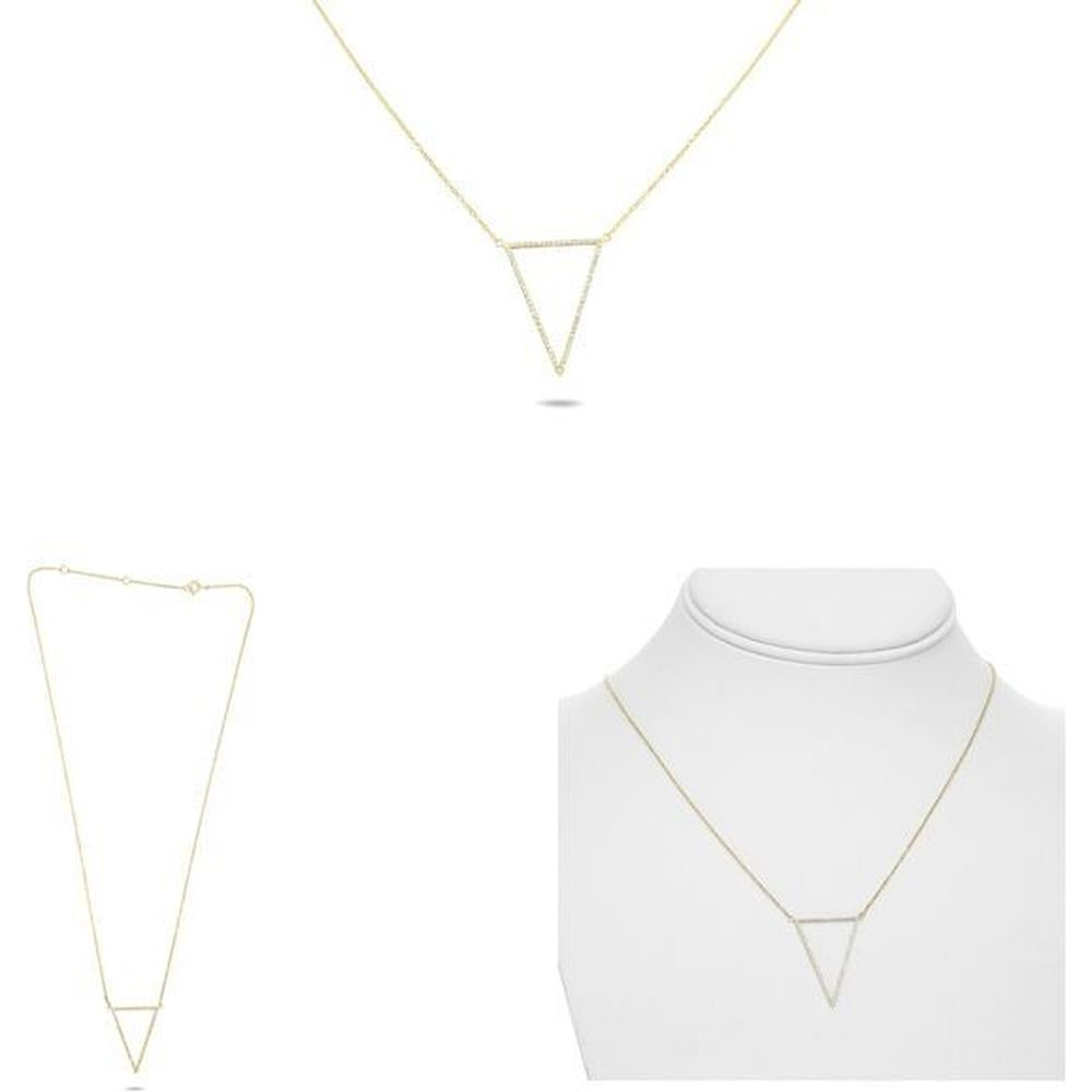 Roman & Jules - 14K Yellow Gold Y-Shaped Necklace with 0.21 Carat Round Diamond