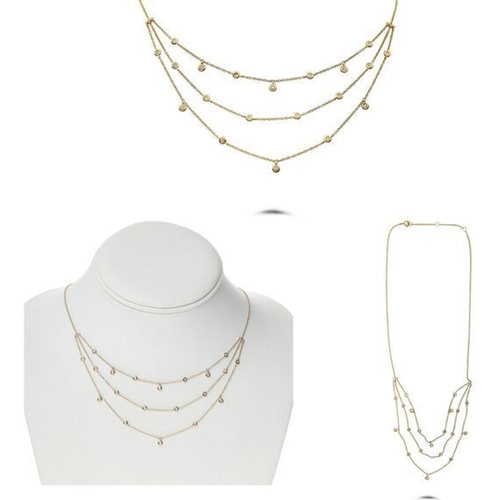 Roman & Jules - 14K Yellow Gold Y-Shaped Necklace with Bezel Set Round Diamonds - 0.39 Carat Total Diamond Weight