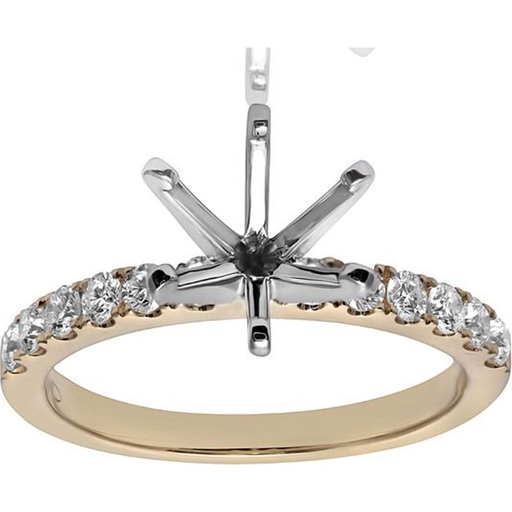 Roman & Jules - 14K Yellow or White Gold Diamond Ring with 0.42 Carat Round Diamond and Micropavé Setting