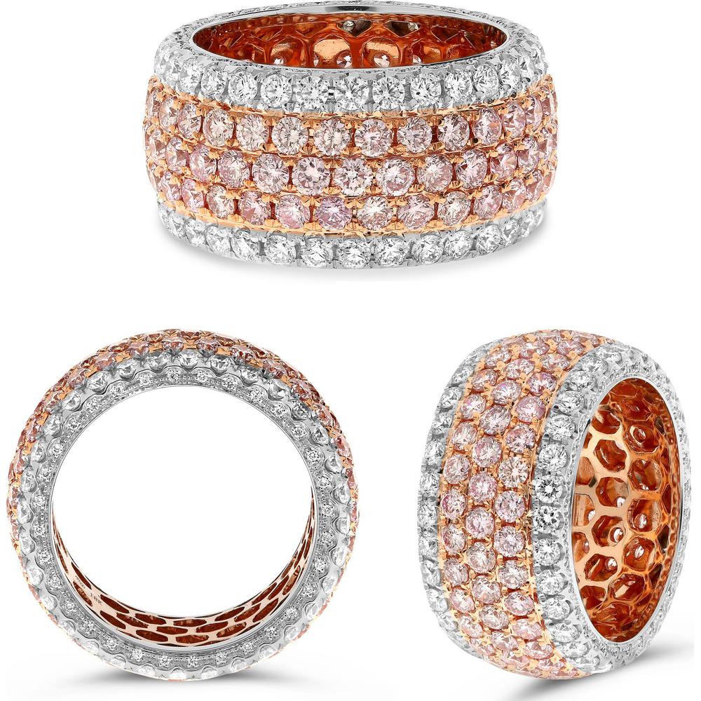 Roman & Jules - 18K Rose and White Gold Eternity Band with Round Pink and White Diamonds - 3.48 Carat Total Diamond Weight
