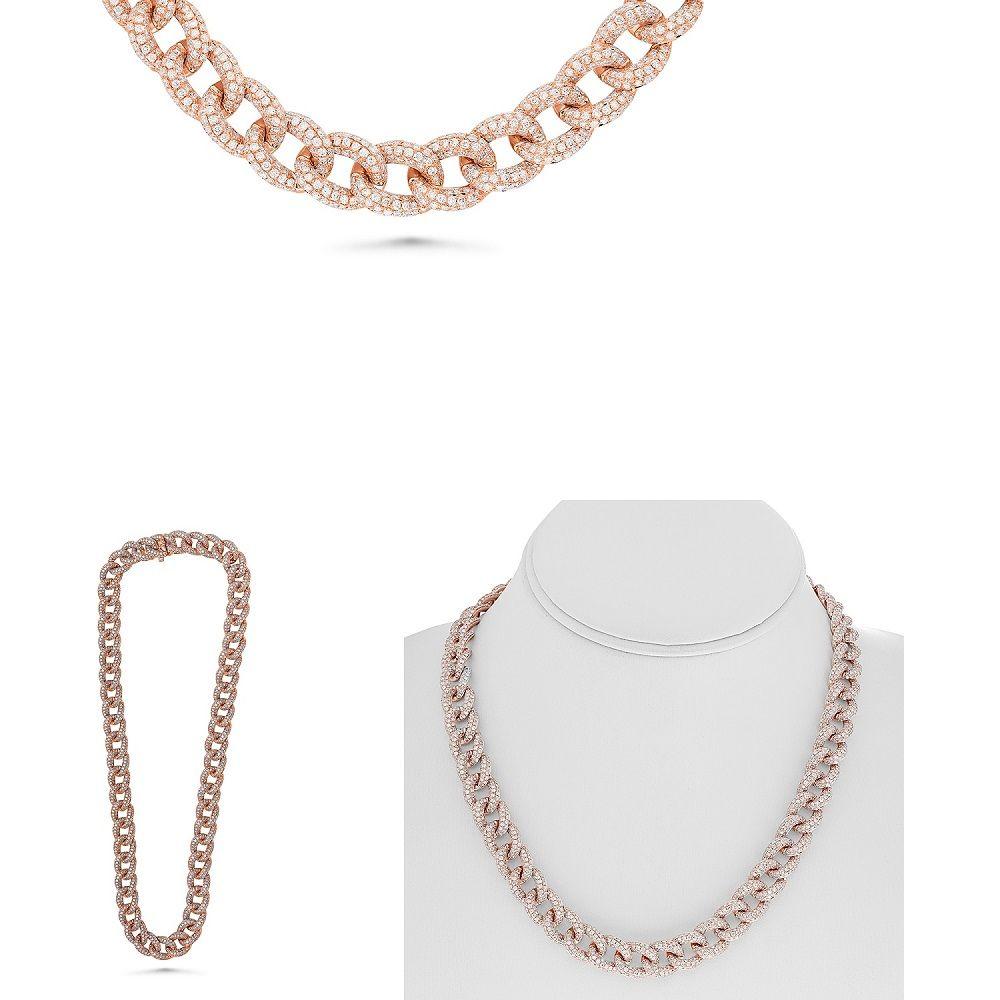 Roman & Jules - 18K Rose Gold Chain Link Necklace with Pave Set Round Diamonds - 19.50 Carat Total Diamond Weight