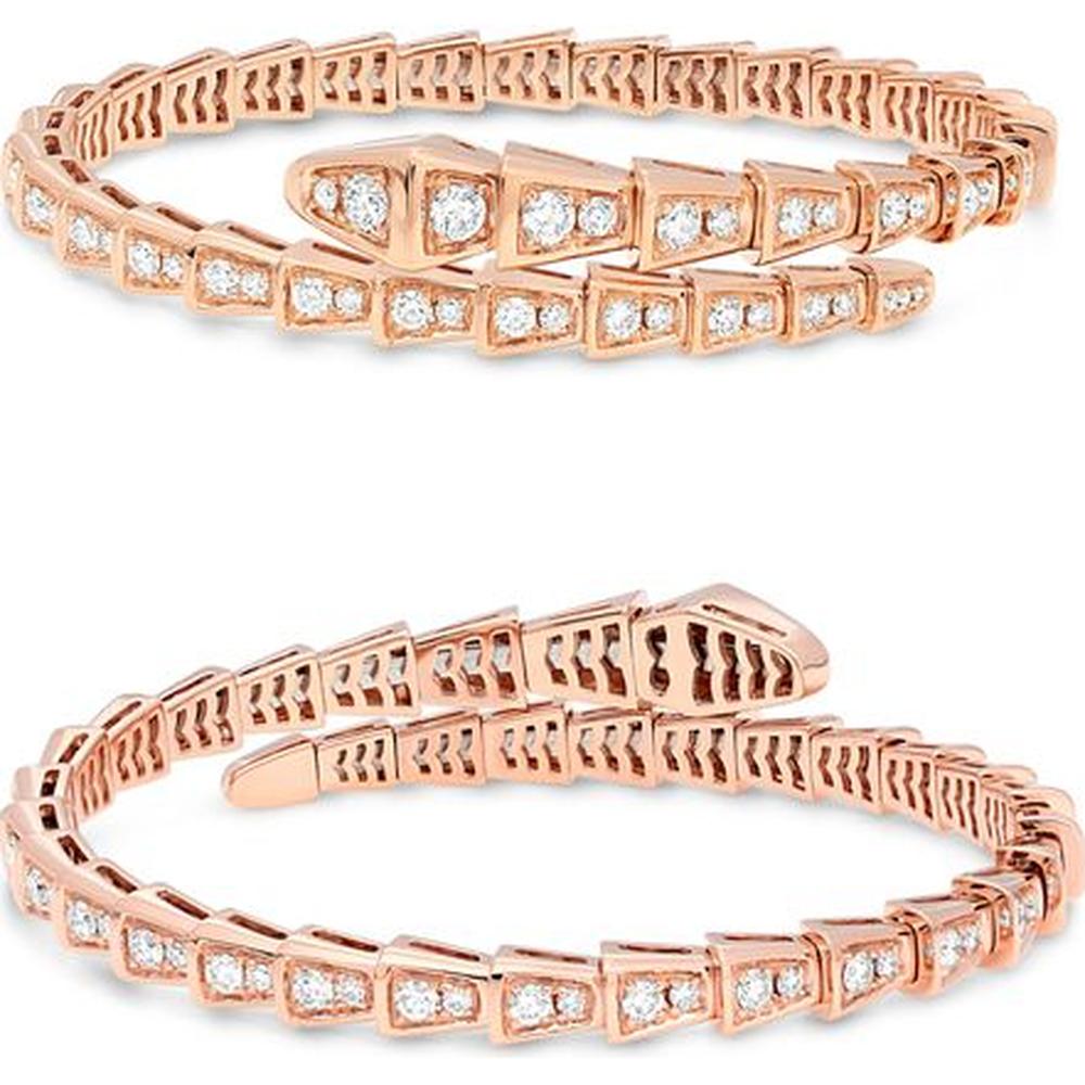 Roman & Jules - 18K Rose Gold Diamond Bangle with Pave Set Round Diamonds - 3.00 Carat Total Diamond Weight