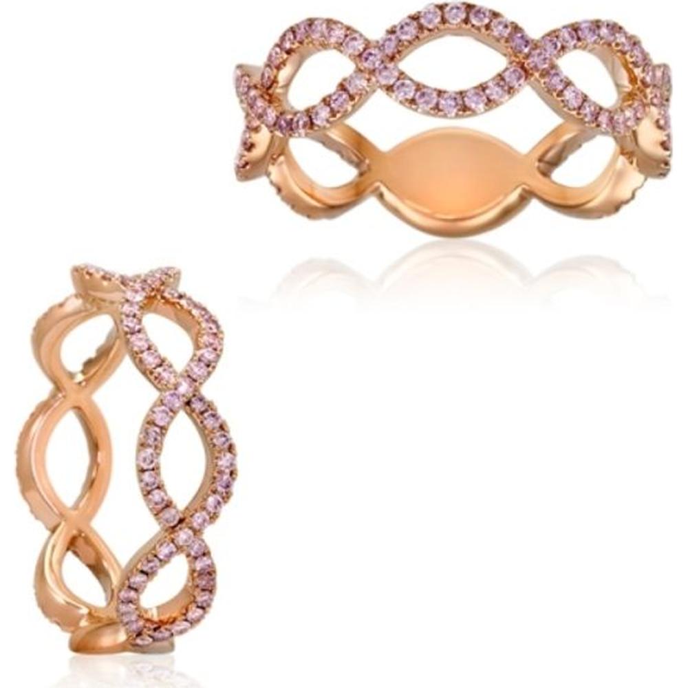 Roman & Jules - 18K Rose Gold Round Pink Diamond Ring - 0.56 Carat Total Diamond Weight