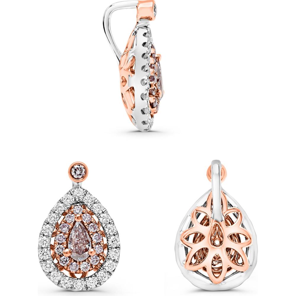 Roman & Jules - 18K White and Rose Gold Pear-Shaped Pink Diamond Drop Earrings with Round White Diamonds - 0.50 Carat Total Diamond Weight