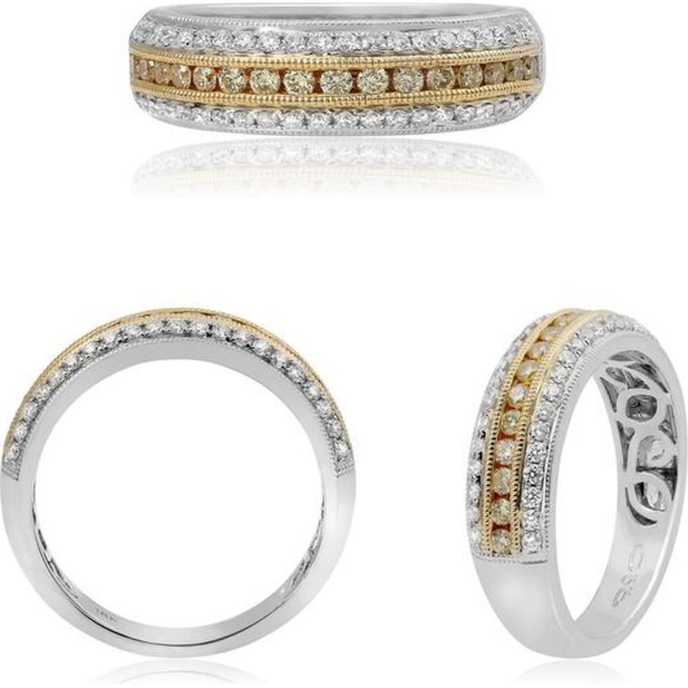 Roman & Jules - 18K White and Yellow Gold Diamond Band with Fancy Yellow and Round Diamonds - 0.62 Carat Total Diamond Weight